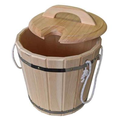 Sauna Holzkübel mit Deckel 15 L | Aufgusseimer zum einweichen von Saunareisig