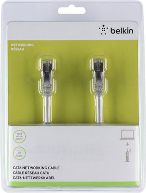Belkin CAT6 SNG-SHD Patchkabel, RJ45M, 15m - Grau