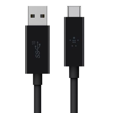 Belkin USB 3.1 SuperSpeed+ Kabel, USB-C auf USB-A, bis zu 10 GBit-s, 3A, 1m, schwar