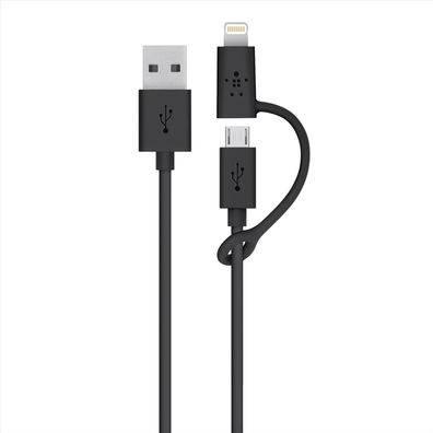 Belkin Micro USB Kabel und Lightning Adapter 0,9m - Schwarz