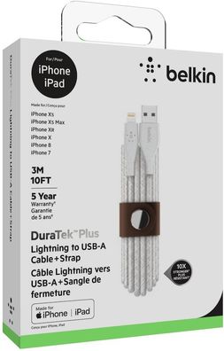 Belkin F8J236BT04-WHT - 1,2 m - Lightning - USB A - Männlich - Männlich - Weiß