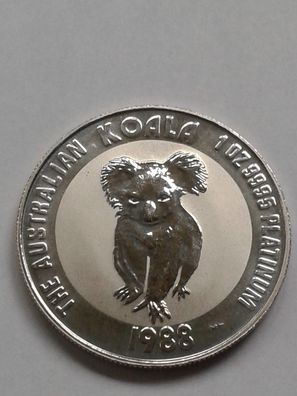100$1988 Australien Koala 1 Unze 31,1g reines Platin - 1. Ausgabe 100 Dollars 1988