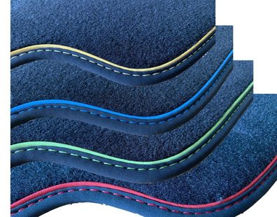 Fußmatten für BMW IX i20 in Luxus-Velours anthrazit mit Nubukband 4 Farben