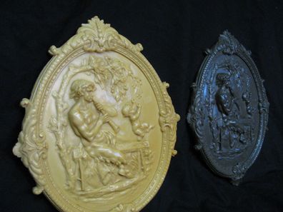 Pan, Gott, Kaminplatte, Relief, Antikes Motiv, Hirtengott, Sohn, Elfenbeinfarben