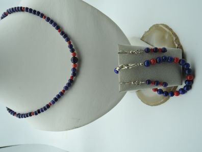 Schmuckset mit Lapis Lazuli und Koralle 112