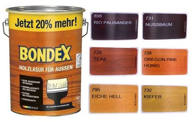 BONDEX Holzlasur Außen 4,8 L Holzschutzlasur Lasur Dauerschutzlasur (8,95€ / L)