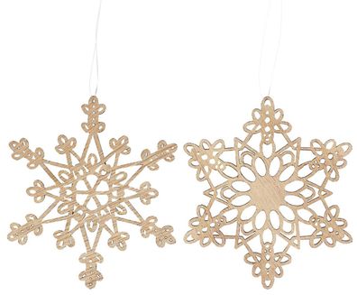 IB Laursen 2er Set Schnee Kristalle Sterne Flocken zum Hängen Holz Weihnachten