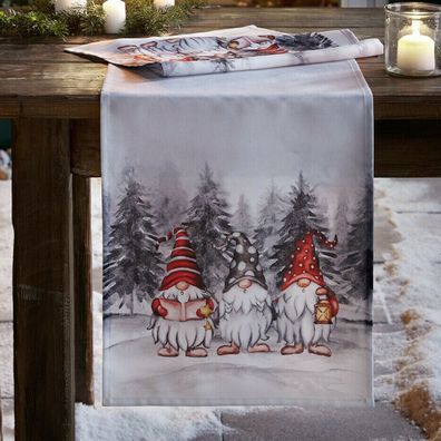 Tischläufer Tischdecke Wichtel Club Bunt Weihnachten Advent Winter 140 x 40 cm