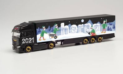 Herpa 314176 - Iveco S-Way Koffer-Sattelzug - Herpa Weihnachtsmodell 2021. 1:87