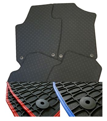 Gummi-Fußmatten 4-teilig passend für VW Golf 8 mit Rand schwarz, rot oder blau
