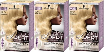 Schwarzkopf Color Expert Intensiv-Pflege Color-Creme 12.0 Eisblond, 3er Pack (3 x 167