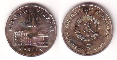 DDR Gedenk Münze 5 Mark Berlin Nikolaiviertel 1987 (110493)