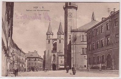 66877 Feldpost Ak Hof in Bayern Rathaus und Michaeliskirche 1916