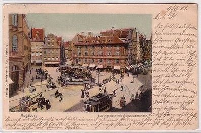 66891 Ak Augsburg Ludwigsplatz mit Augustusbrunnen 1901