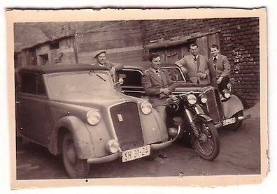 67015 Original Foto 2 alte Automobil und Zündapp Motorrad um 1940