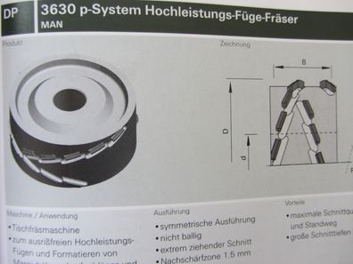DP p-System Hochleistungs-Füge-Fräser 125x47,8x30mm Bohrung Z2 + 2 für Tischfräse