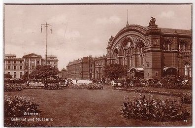 67035 Ak Bremen Bahnhof und Museum um 1925