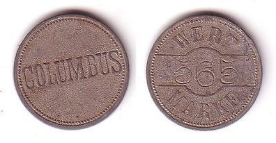 alte Zink Wertmarke 565 Etablissement "Columbus" um 1920 (110709)
