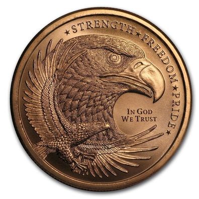 USA 1 oz 999 Kupfer Medaille Adler Seeadler Eagle Strength Freedom & Pride