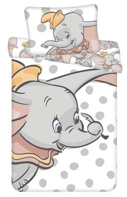 Disney Baby Kinder Bettwäsche Dumbo mit Punkten Bettdecke 100x135 cm + Kopfkisse