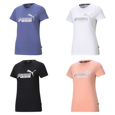 PUMA Damen ESS+ Metallic Logo Tee / Kurzarm T-Shirt