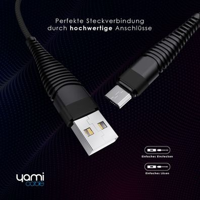 YAMI USB C Schnell-Ladekabel 2A, 1m, schwarz, für Google