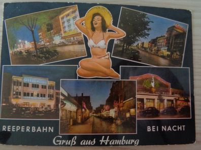 6300 Postkarte, Ansichtskarte- Hamburg Reeperbahn bei Nacht