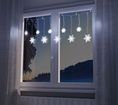 Lichterkette Schneeflocken 135 x 20/30 cm - Farbe: kaltweiß - Weihnachten Winter Deko
