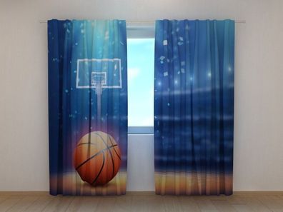 Fotogardine Basketball, Fotovorhang mit Motiv, Digitaldruck, Gardine auf Maß