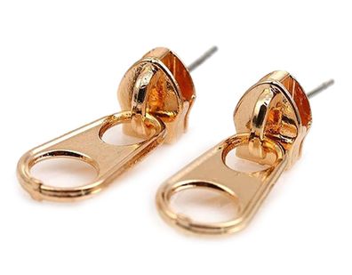 Reißverschluss Ohrstecker Miniblings Zipper Stecker Zip Ohrringe Upcycling gold