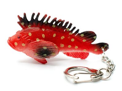 Großer Roter Drachenkopf Fisch Schlüsselanhänger Miniblings Anhänger Ozean rot