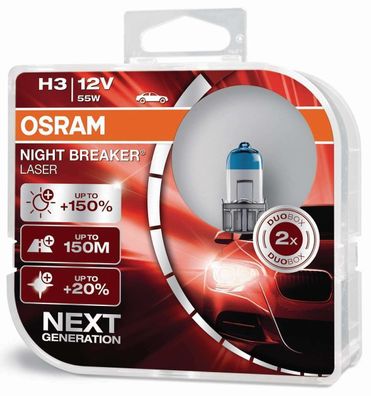 Osram H3 Night Breaker Glühbirnen Leuchtmittel, Birne 55 Watt, Nebelscheinwerfer