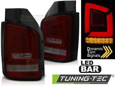VW T5 Lightbar LED Rückleuchten + Dynamik Blinker, Rot-Smoke, Heckklappe 09-2015