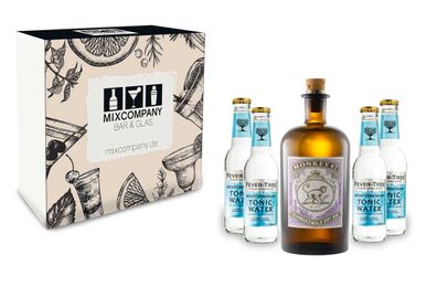 Gin Tonic Giftbox Geschenkset - Monkey 47 Schwarzwald Gin 0,5l (47% Vol) + 4x F