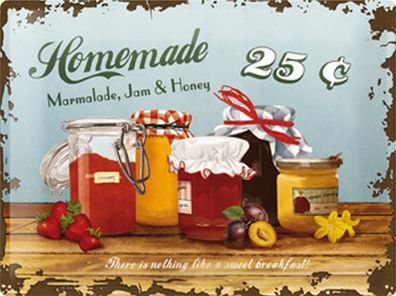 Nostalgic Art Blechschild - Homemade handgemachte Marmelade Joghurt Honig 30cm x 40cm
