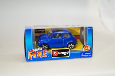 1:43 Bburago Street Fire Fiat 500 blau/ Schiebedach, neuw./ ovp