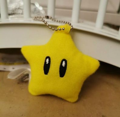 Super Mario Gelber Yellow Stern Star Stofftier Plush Plüsch Figur Key 5 cm NEU