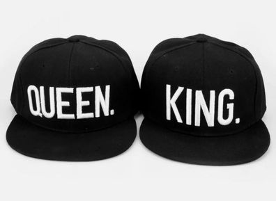 2 Snapbacks Caps Mützen Cap King und Queen Classic schwarz Set