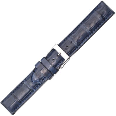 Herzog Kroko-Sport | Uhrenarmband 18mm blau Krokoleder | gepolstert