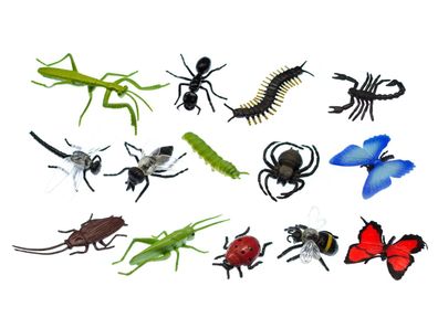 12x Insekten Figuren Aufstellfiguren Tierfiguren Miniblings Gummitiere Tier Set
