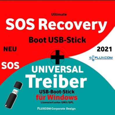 SOS Recovery, Repair & Treiber 64GB USB BOOT Stick f. Windows 10 & 8 7 XP Linux