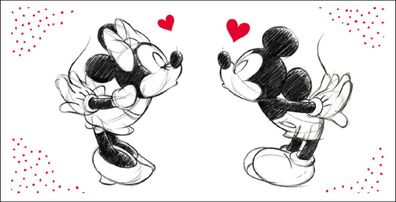 Minnie & Mickey in Love Duschtuch Strandtuch Badetuch 70 x 140 cm