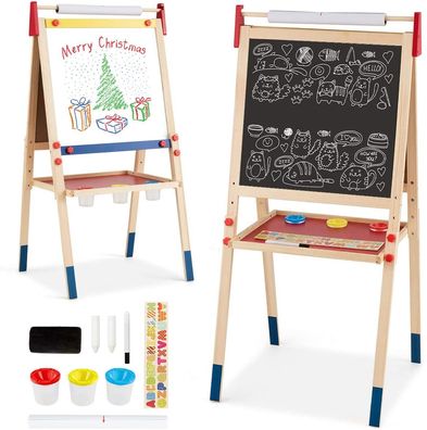 3 in1 Kinder Staffelei, Kindertafel doppelseitig Whiteboard Kreidetafel Zeichenpapier