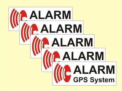 5 x ALARM gesichert Aufkleber für KFZ PKW Warnschild GPS Alarmanlage Nr. 5607