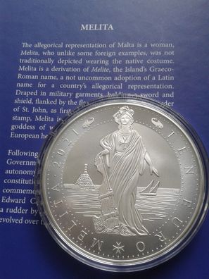 10 euro 2021 Malta Melita 10 Unzen 999er Silber Anlagemünze - NUR 500 Stück 1. 10oz