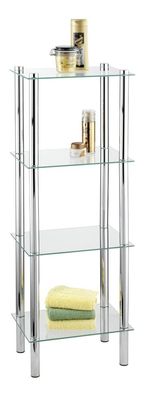 WENKO Regal Yago viereckig mit 4 Glasablagen - Badregal, Stahl 40 x 104 x 30 cm