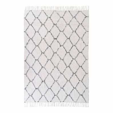 House Nordic Teppich GOA 120x180 cm gemustert Baumwolle Weiß Rechteckig