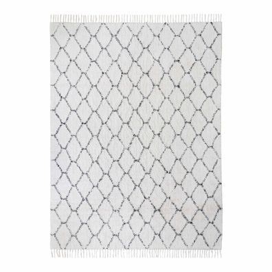 House Nordic Teppich GOA 180x240 cm gemustert Baumwolle Weiß Rechteckig