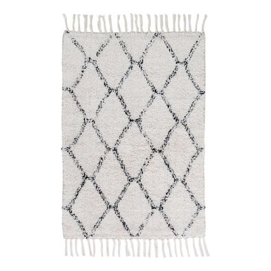 House Nordic Teppich GOA 60x90 cm gemustert Baumwolle Weiß Rechteckig