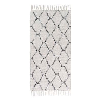 House Nordic Teppich GOA 65x135 cm gemustert Baumwolle Weiß Rechteckig